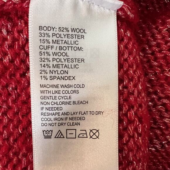 Tommy Bahama Shimmer Balloon Sleeve Sweater XL Tango Red Wool Blend Boatneck NEW - Picture 7 of 7